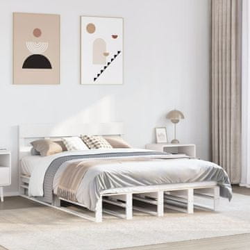 Vidaxl Okvir kreveta bez madraca bijeli 160x200 cm masivni borov drvo