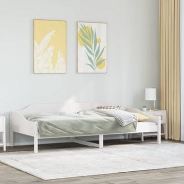 Vidaxl Okvir kreveta bez madraca bijeli 90x200 cm masivni borov drvo