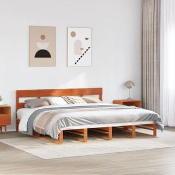Vidaxl Okvir kreveta bez madraca, smeđa boja voska, 180x200 cm, masivni bor