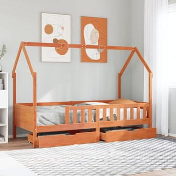 Vidaxl Dječji okvir za krevet s ladicama 80x200 cm borovina