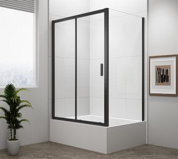 POLYSAN Moderan pravokutni crni tuš 120x75cm L/D opcija, prozirno staklo