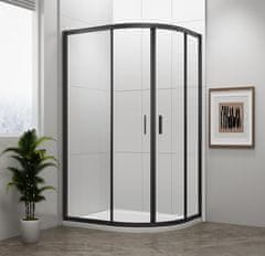 POLYSAN Polukružna Tuš Kabina EASY BLACK 900x800mm, Crno Matirano, Klizna Vrata