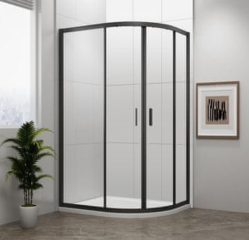 POLYSAN EASY BLACK Kvartokružna Tuš Kabina 1000x800mm, L/D, Prozirno Staklo