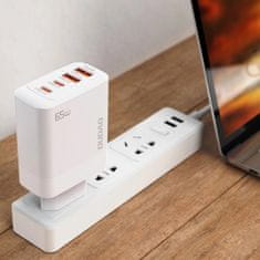DUDAO A65EU GaN punjač 2x USB / 2x USB-C PD 65W, bijela