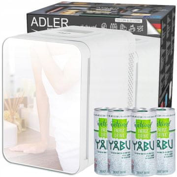 Adler 42W prijenosni turistički hladnjak s jednim vratima 4L 12-230V s bijelim ogledalom