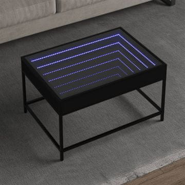 Vidaxl Infinity LED stolić za kavu crni 70x50x41 cm