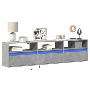 Vidaxl Zidni TV ormarić s LED rasvjetom, betonsko-sivi 180x31x45 cm
