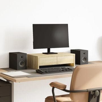 Vidaxl Stalak za monitor s ladicama Sonoma hrast 50x27x15 cm