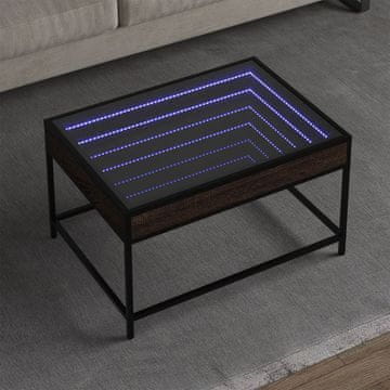 Vidaxl Infinity stolić za kavu s LED rasvjetom, smeđi hrast 70x50x41 cm