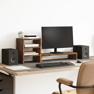 Vidaxl Stalak za monitor s organizatorom, dimljeni hrast