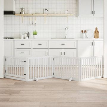 Vidaxl Sklopiva vrata za pse s vratima 4 panela bijela 320 cm