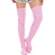 VIVVA® Ženske visoke čarape preko koljena, debele, pletene vunene čarape do bedara za zimu | SOCKLET, roza