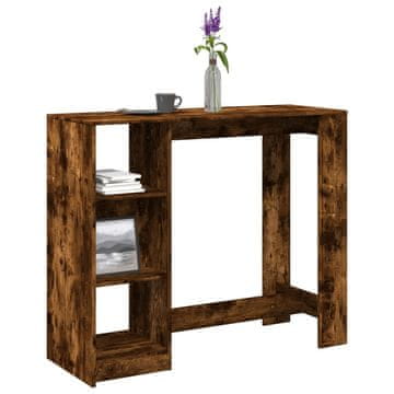 Vidaxl Barski stol s policama dimljeni hrast 124x46x103,5 cm