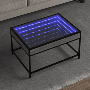 Vidaxl Infinity stolić za kavu s LED rasvjetom, sivi hrast sonoma, 70x50x41 cm
