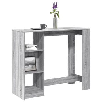 Vidaxl Barski stol s policom, sivi hrast sonoma, 124x46x103,5 cm