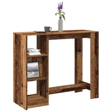Vidaxl Barski stol s policom, antikno drvo, 124x46x103,5 cm