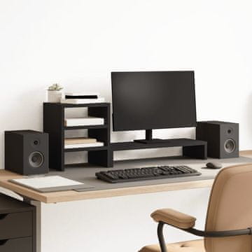 Vidaxl Stalak za monitor s organizatorom, crni