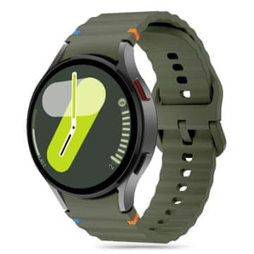Tech-protect Silicone Sport remen za Samsung Galaxy Watch 4 / 5 / 5 Pro / 6 / 7 / FE, army green