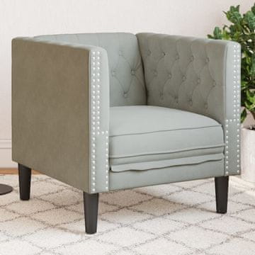 Vidaxl Chesterfield fotelja, svijetlosiva, presvučena baršunom