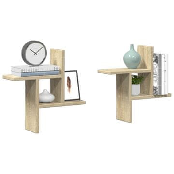 Vidaxl Zidne police, set od 2, hrast Sonoma, 38x12x38 cm