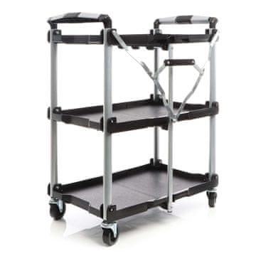 Wiltec Alu. sklopiva radionička servisna kolica za alat, 3 police do 120 kg