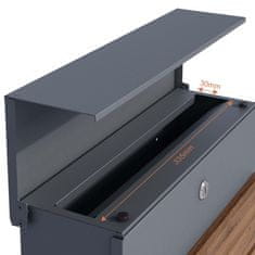 Wiltec Zidni poštanski sandučić s utorom za novine antracit + drvo meko zatvaranje V63