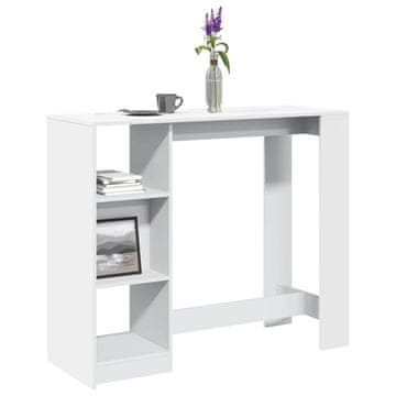 Vidaxl Barski stol s policom, bijeli, 124x46x103,5 cm