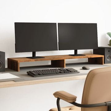 Vidaxl Stalak za monitor, antikno drvo, 100x27x10 cm