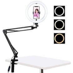 Puluz Selfie Ring Light svjetlosni prsten 10'' + držač na stolu, crno