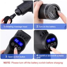 HIKEY ACA. Masaža od 2500mAh s LCD ekranom + 6 glava i torbe