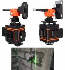 HIKEY Aku. 16 linija 360 zelena konstrukcija laserska nibela 2x baterija + alu. tronožac 106cm