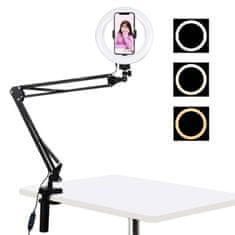 Puluz Selfie Ring Light svjetlosni prsten 7.9'' + držač na stolu, crno