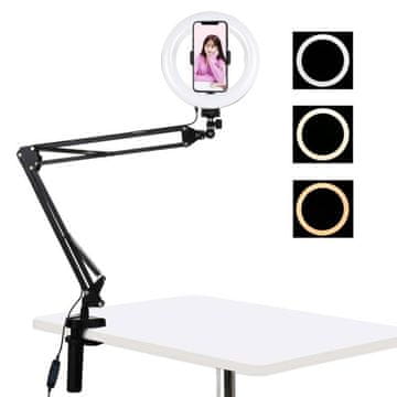 Puluz Selfie Ring Light svjetlosni prsten 7.9'' + držač na stolu, crno