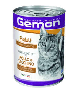  Gemon Chunk hrana za mačke, piščanec&puran, 24 x 415 g 