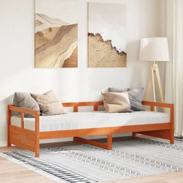 Vidaxl Dnevni krevet s madracem, smeđa boja voska, 80x200 cm, bor