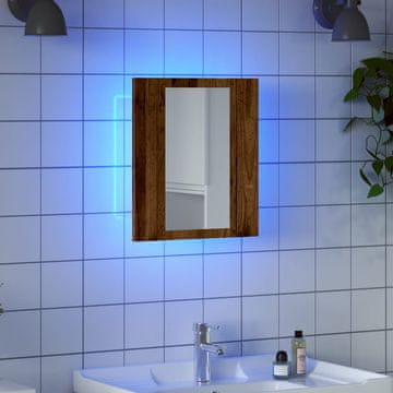 Vidaxl Kupaonski ormarić s ogledalom i LED rasvjetom, antikno drvo, 40x12x45 cm