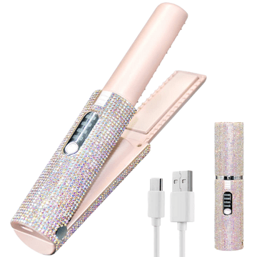 Cool Mango 2 u 1 glačalo za kosu za glatko oblikovanje, s keramičkim pločama i USB punjenjem - Glittery