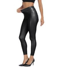 VIVVA® Ženske tajice s visokim strukom, crne, tople tajice od umjetne kože, push up, tajice za zimu | NEROFIT, S/M