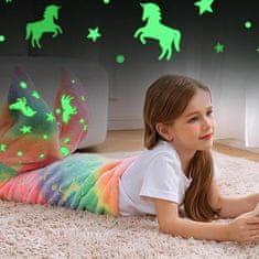 JOJOY® Plišana dječja deka s repom morske sirene, svjetleća mekana odeja 100x43 cm | MERMAIDREAM Jednorog