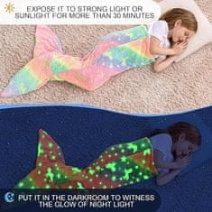 JOJOY® Plišana dječja deka s repom morske sirene, svjetleća mekana odeja 100x43 cm | MERMAIDREAM Jednorog