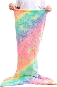 JOJOY® Plišana dječja deka s repom morske sirene, svjetleća mekana odeja 100x43 cm | MERMAIDREAM Jednorog
