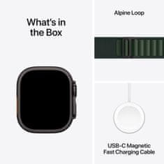 Apple Watch Ultra 2 pametni sat, 49mm, Cellular, Black Titanium kućište, Dark Green Alpine Loop remen, L