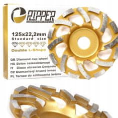 MAR-POL Dijamantna segmentna ploča za brušenje betona dupla L 125×22,2mm