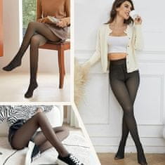 VIVVA® Ženske termo tajice, podstavljene zimske tajice s flis podstavom, visoki struk, tople helanke | SHEERLEGS, crna