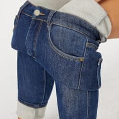 VIVVA® Zimske podložene traperice, termo jeans hlače s flis podstavom, elastične i tople za hladno vrijeme | SNUGJEANS, tamno plava, S
