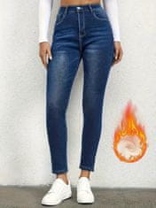 VIVVA® Zimske podložene traperice, termo jeans hlače s flis podstavom, elastične i tople za hladno vrijeme | SNUGJEANS, tamno plava, S