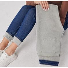 VIVVA® Zimske podložene traperice, termo jeans hlače s flis podstavom, elastične i tople za hladno vrijeme | SNUGJEANS, tamno plava, S