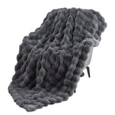 HOME & MARKER® Mekana, luksuzna, plišana deka, pokrivač od umjetnog krzna, za sofu i krevet, cozy i dekorativna | COZYGLAM, siva