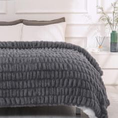 HOME & MARKER® Mekana, luksuzna, plišana deka, pokrivač od umjetnog krzna, za sofu i krevet, cozy i dekorativna | COZYGLAM, siva
