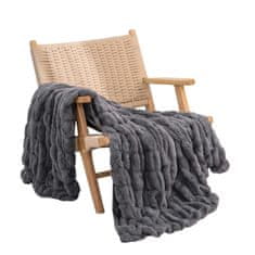 HOME & MARKER® Mekana, luksuzna, plišana deka, pokrivač od umjetnog krzna, za sofu i krevet, cozy i dekorativna | COZYGLAM, siva
